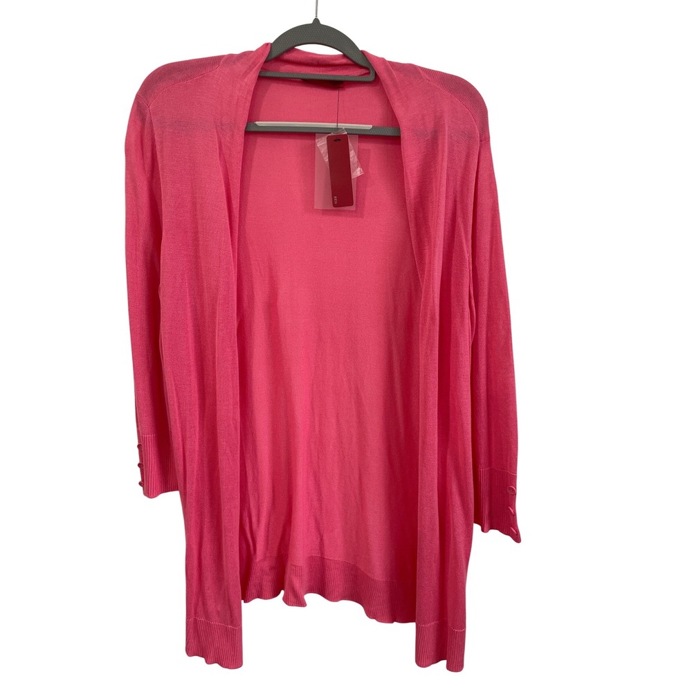 RED Pink Open Front 3/4 Sleeve Cardigan Sweater Women Medium NWT‎